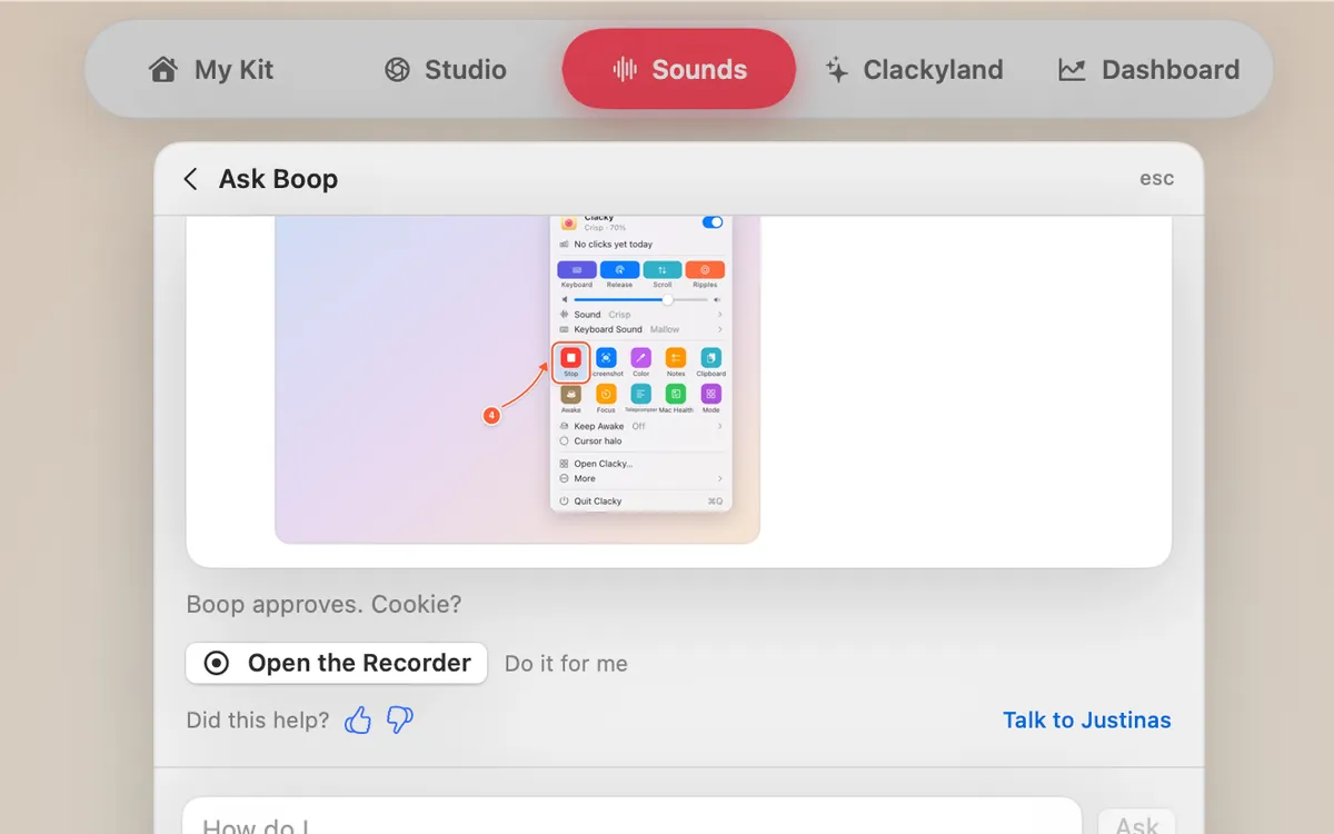 Ask Boop in Clacky
