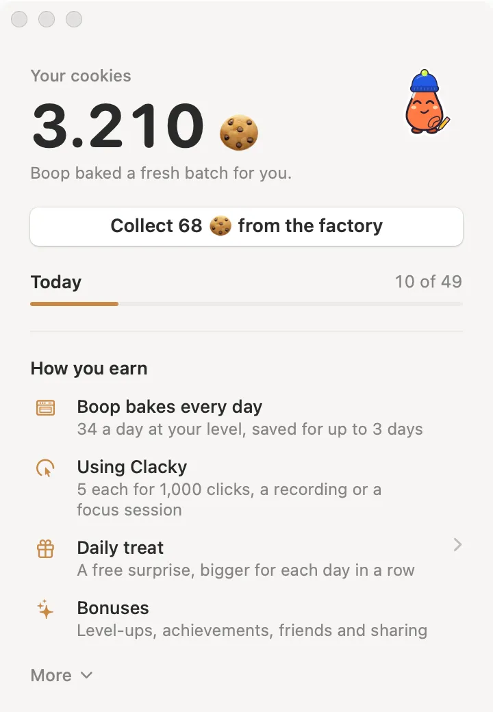 How you earn cookies in Clacky