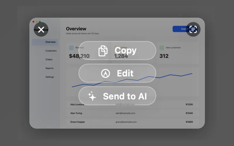 A new screenshot’s thumbnail with Copy, Edit and Send to AI