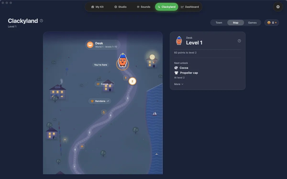 Levels map in Clacky